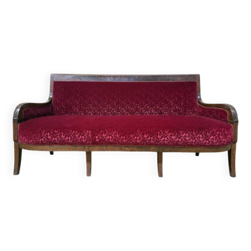 Canapé, banquette époque Restauration en velours rouge