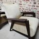 Paire de Fauteuils club / Chauffeuse vintage 50's , pieds compas