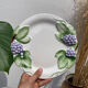 4 assiettes à dessert blanches en barbotine de raisin vintage Japon
