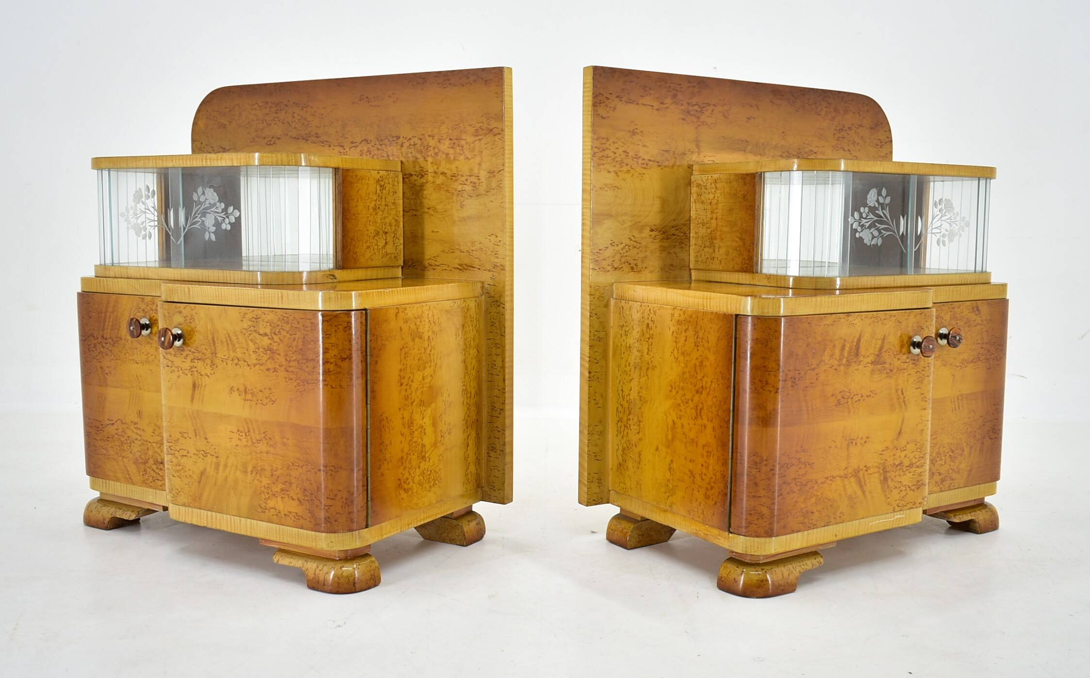1939s set of Art Deco bedside tables, Czechoslovakia