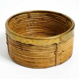 A pair of beautiful Italian Mid Century Modern bamboo bowls with brass rims