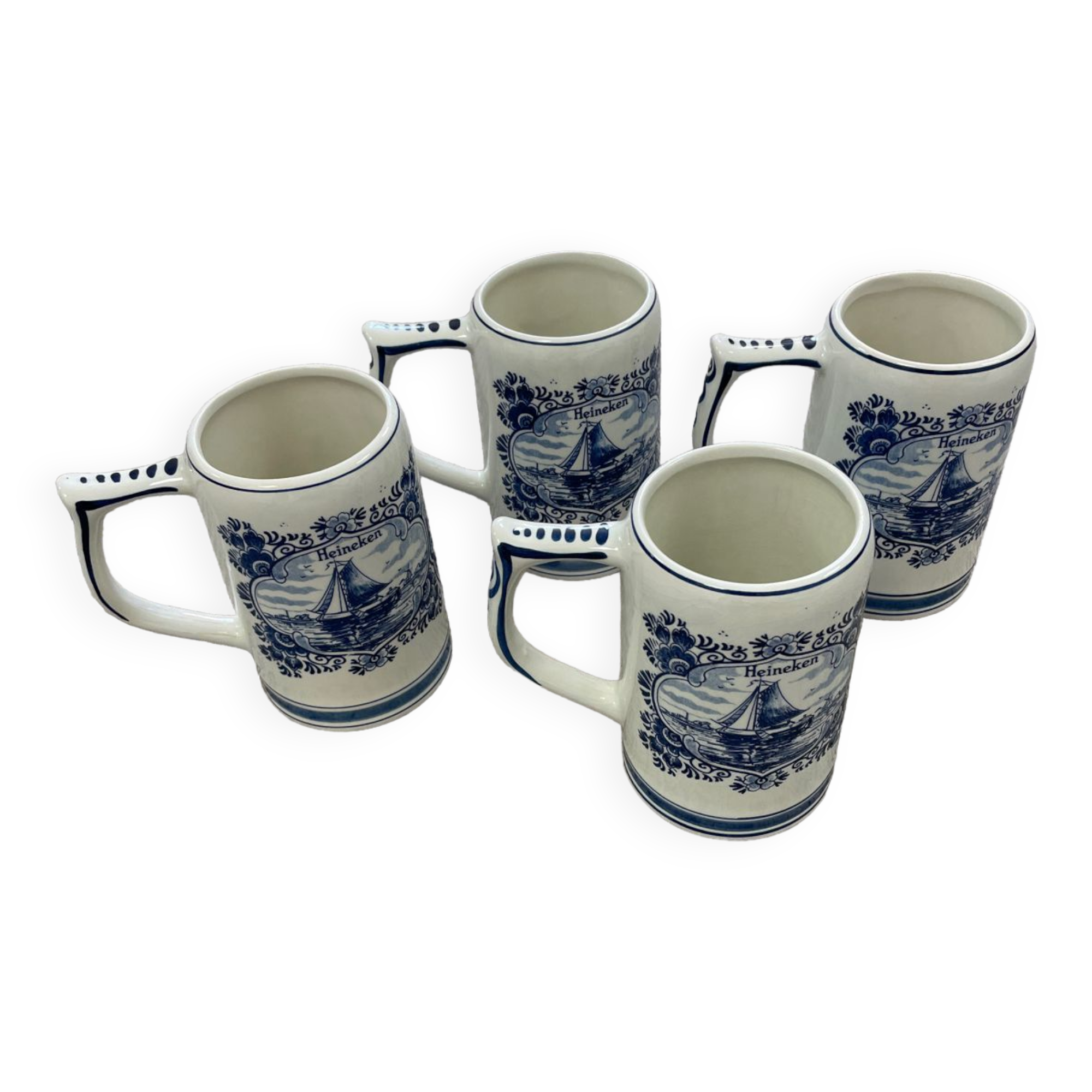 Heineken beer mug in hand painted Delft blue