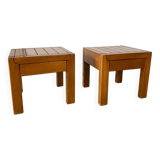 Pair of solid elm bedside tables