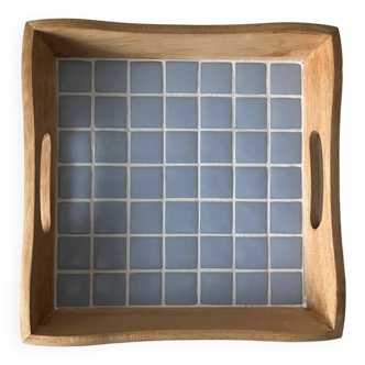 Artisanal blue tiled tray