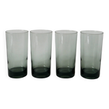 set of 4 Long Drink glasses in smoked glass Design 1970