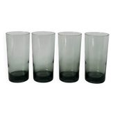 set of 4 Long Drink glasses in smoked glass Design 1970