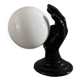 Handmade wall light in black and opaline ceramic