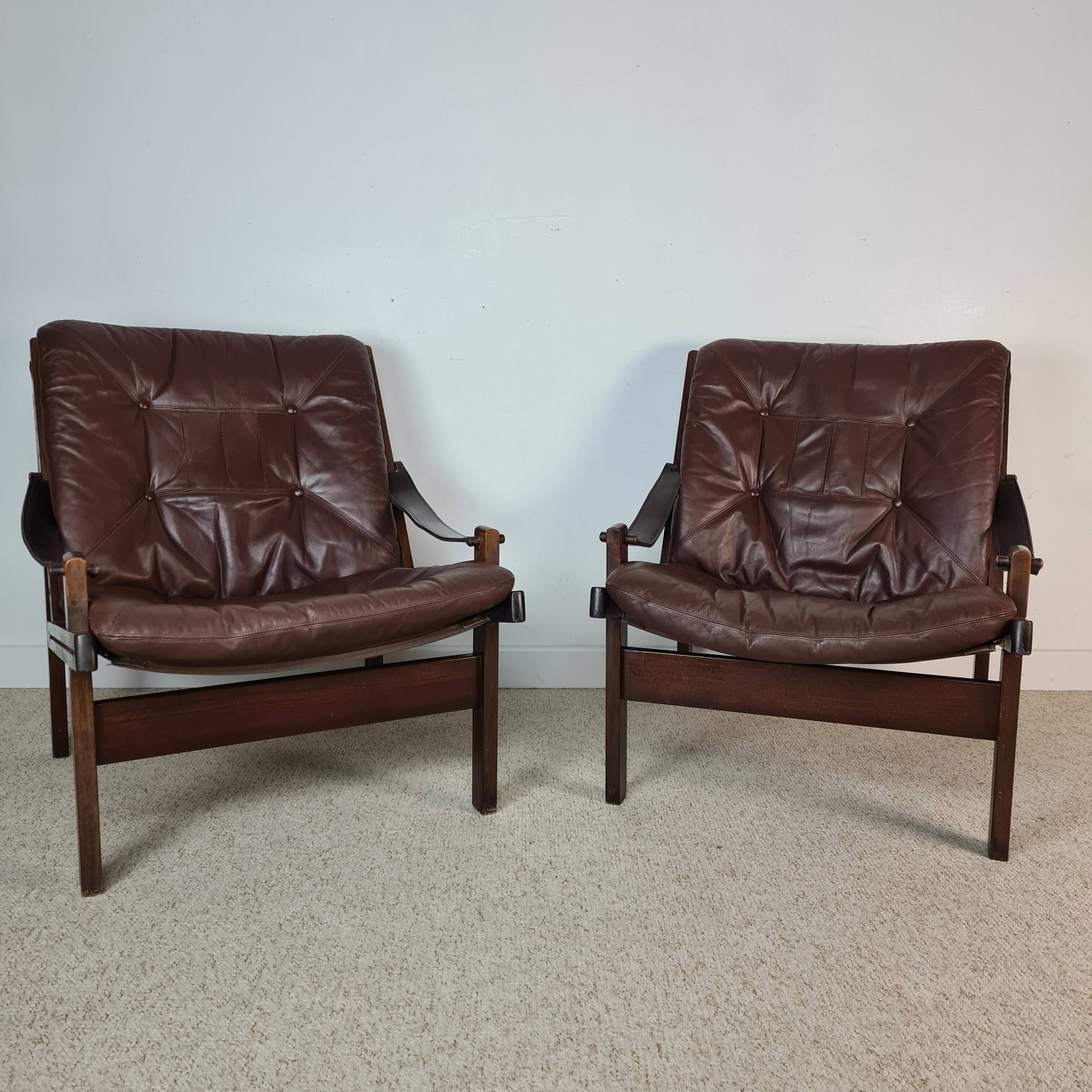 Pair of Scandinavian designer armchairs by Torbjorn Abdal, 1960s.