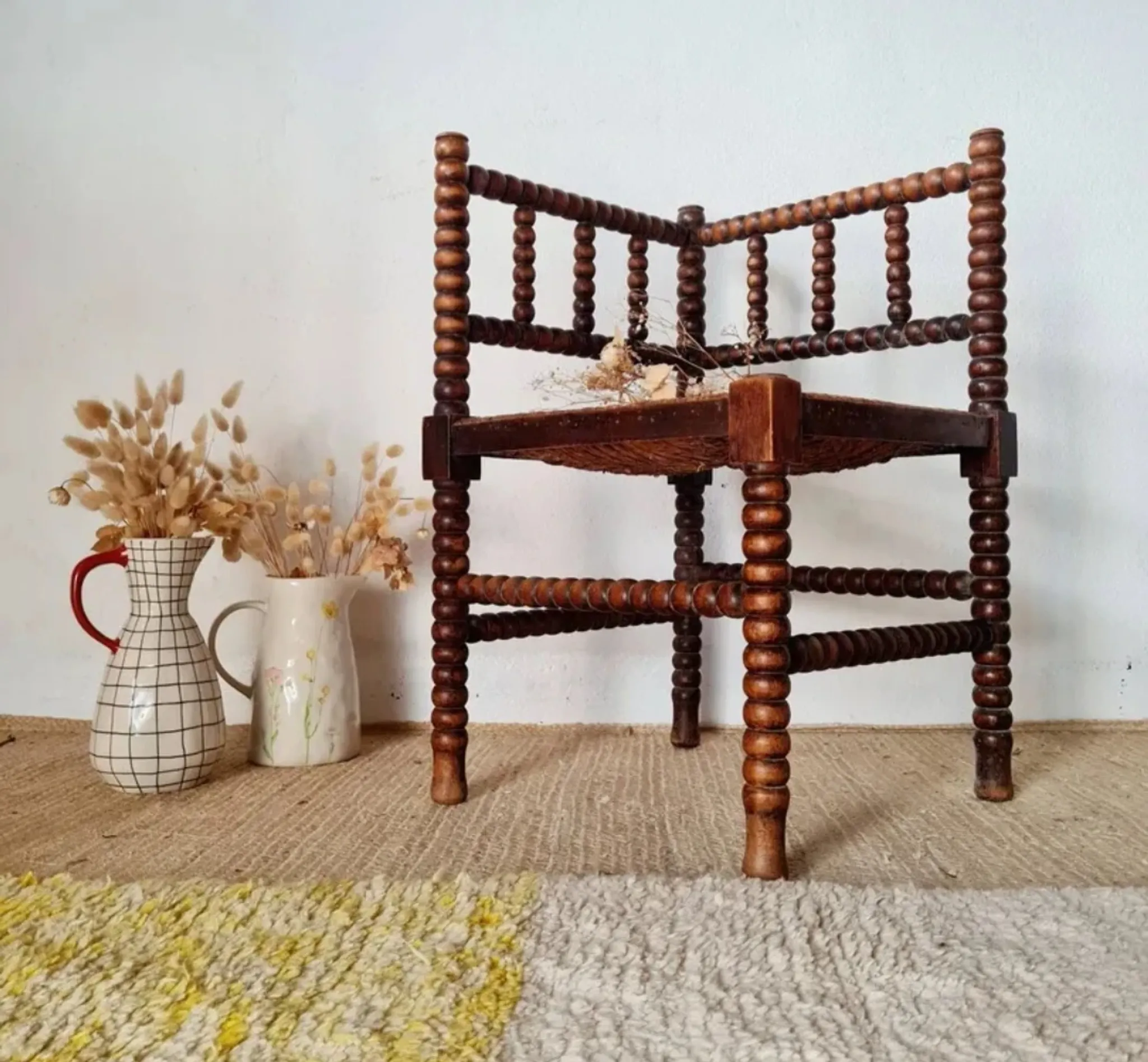 Vintage Corner Chair Brutalist Style