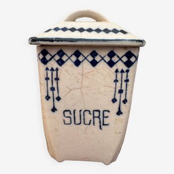 Sugar pot art-deco era cracked ceramic