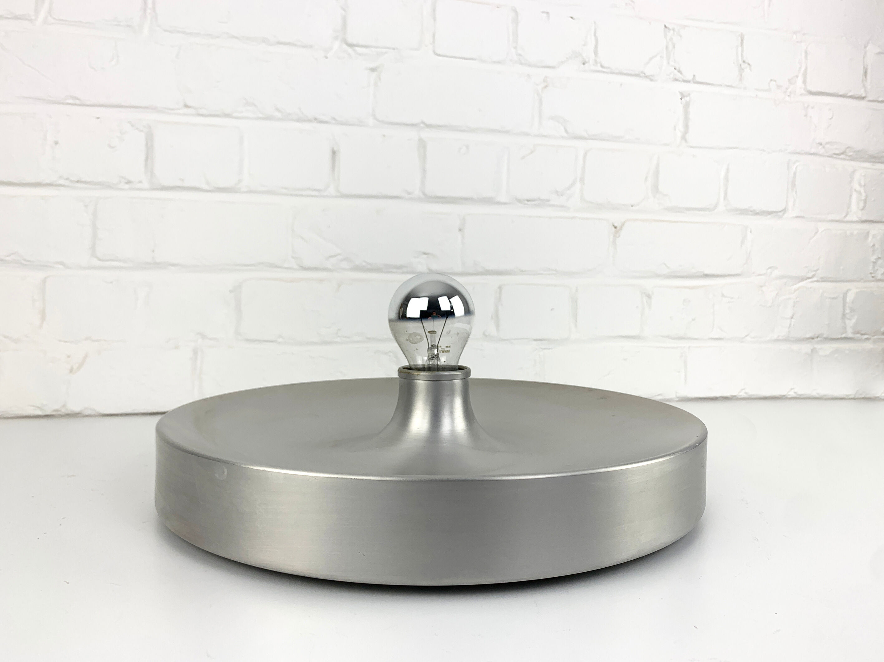 Space age wall lamp by Staff Leuchten in aluminum, Flush Light, 1960-70s