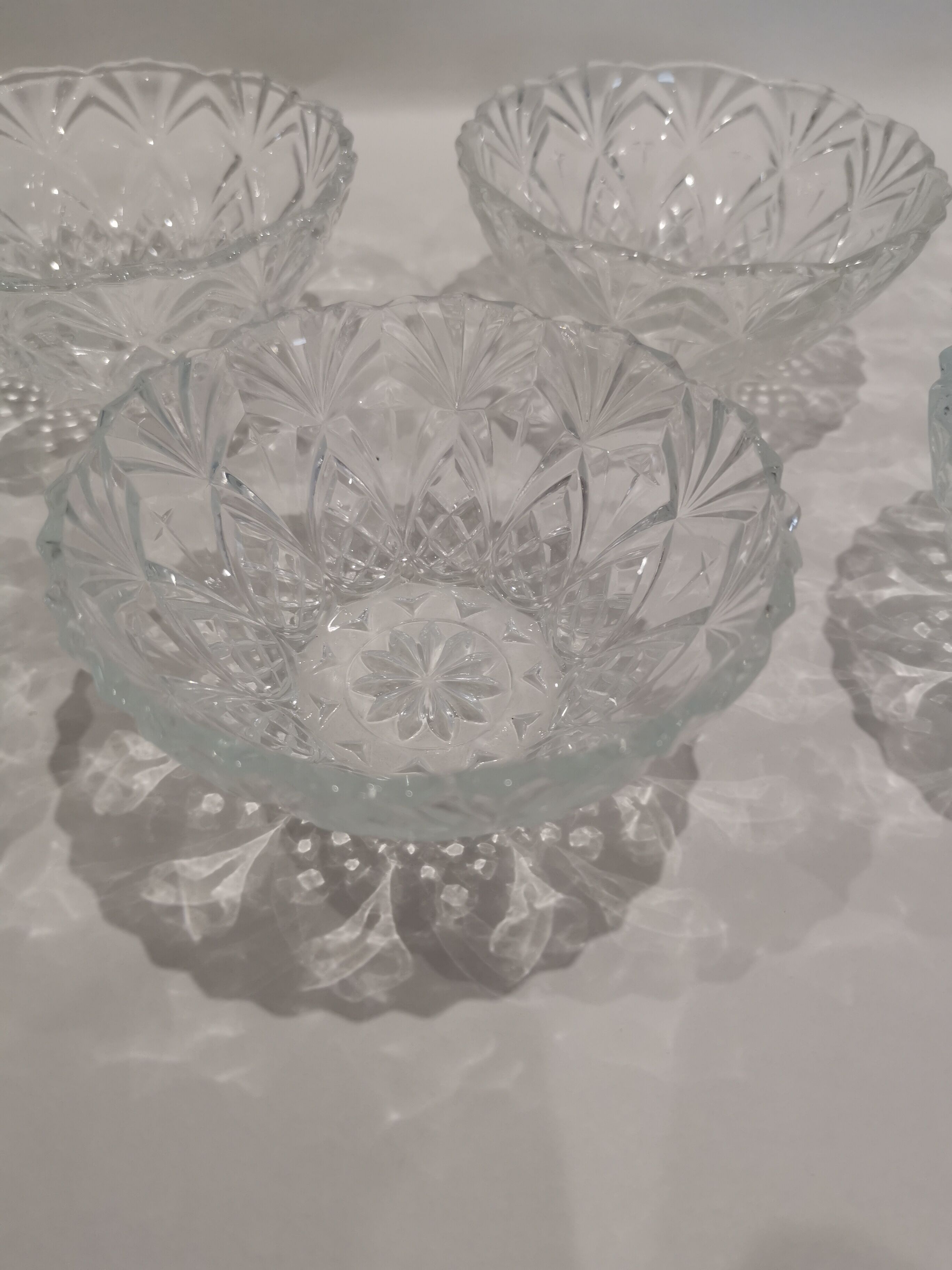 7 vintage chiseled glass cups