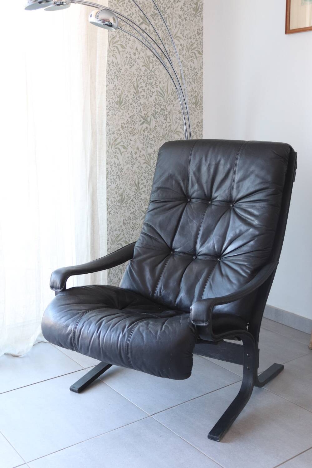 Siesta armchair Westnofa ingmar relling vintage black leather