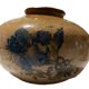 Pretty ball vase in enamelled stoneware with blue floral motifs