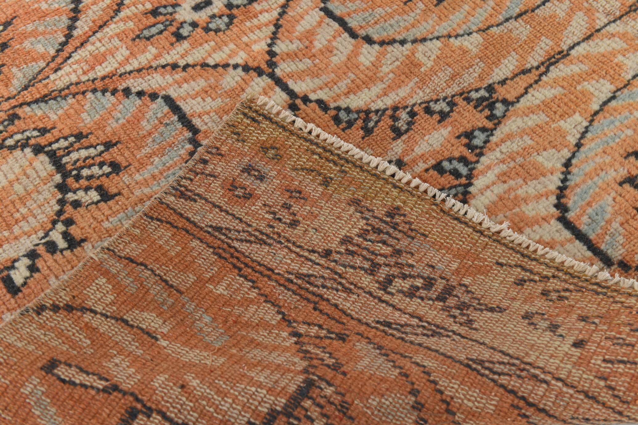 Brunt Orange Scandi Style Vintage Persian Runner Rug, 90x284 Cm