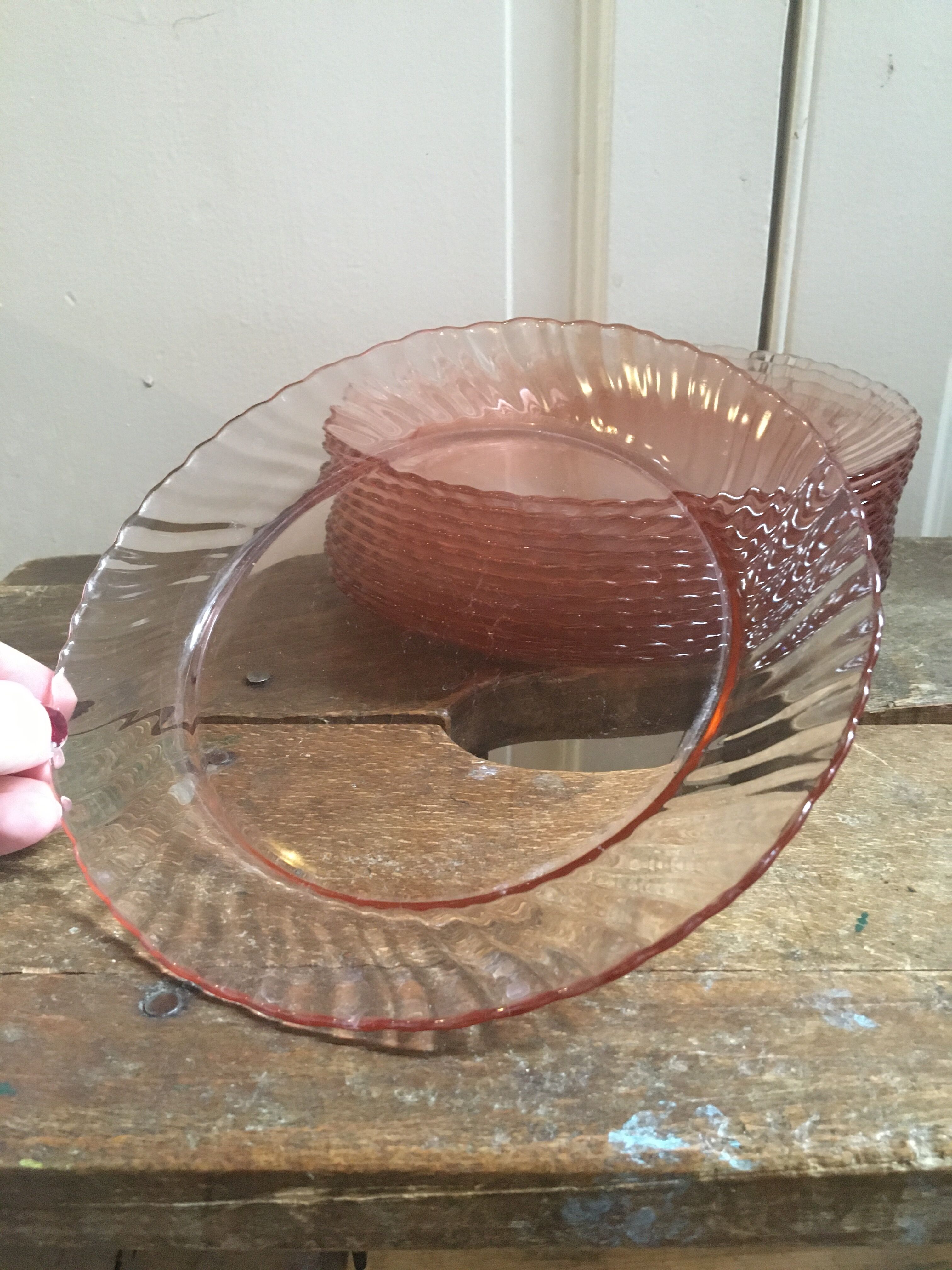 12 powder pink dessert plates
