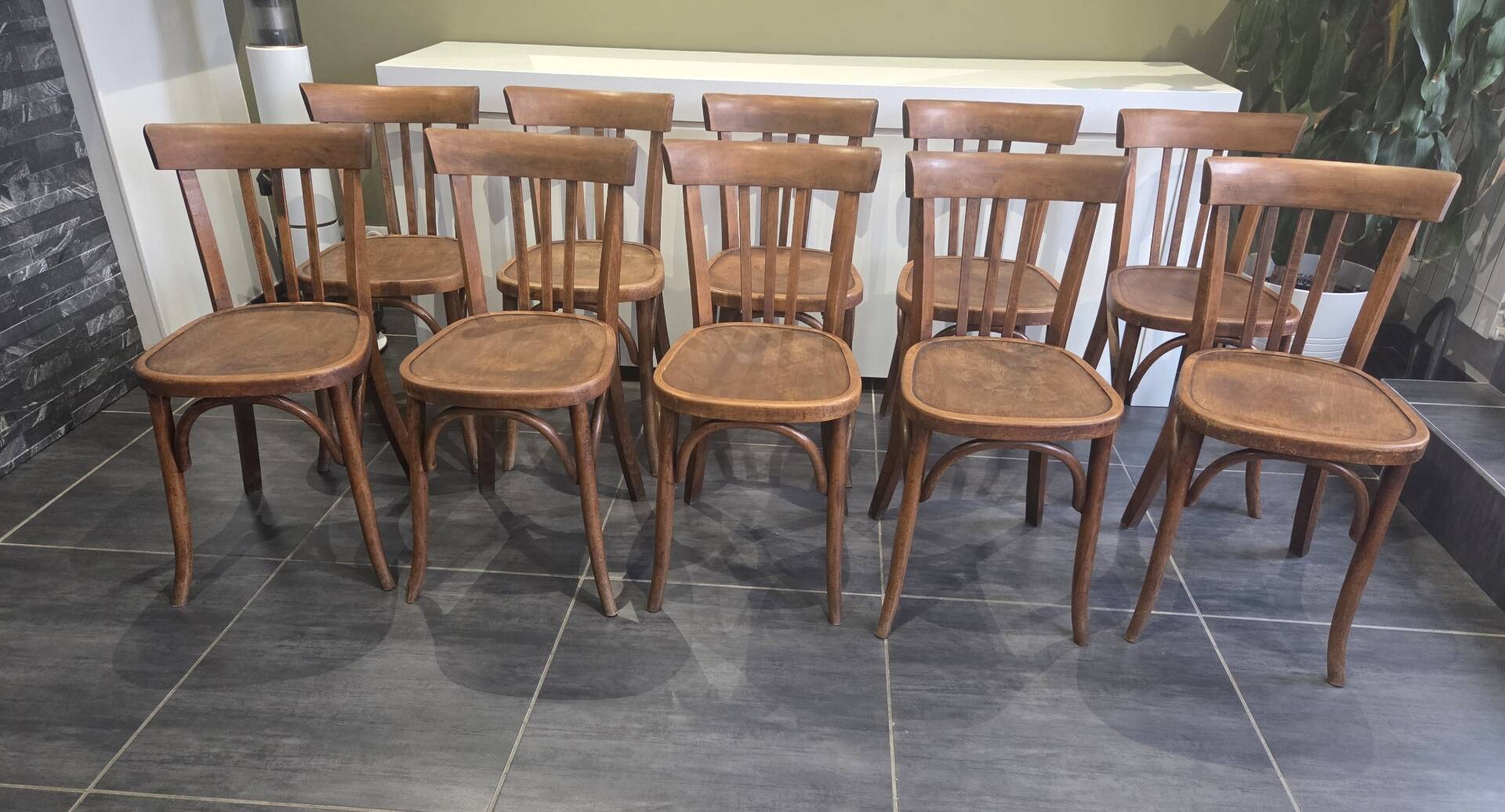 Set of 10 vintage Fischel bistro chairs, 1970s