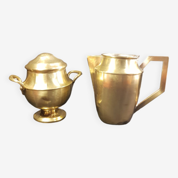 Bonbonnière et cafetière de décoration en métal doré