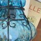 Old suspension glass cage blown Venetian lantern blue