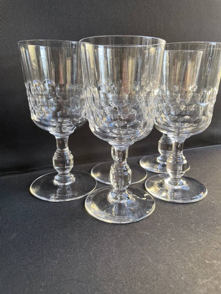 5 Blown and cut crystal water glasses – Art Nouveau