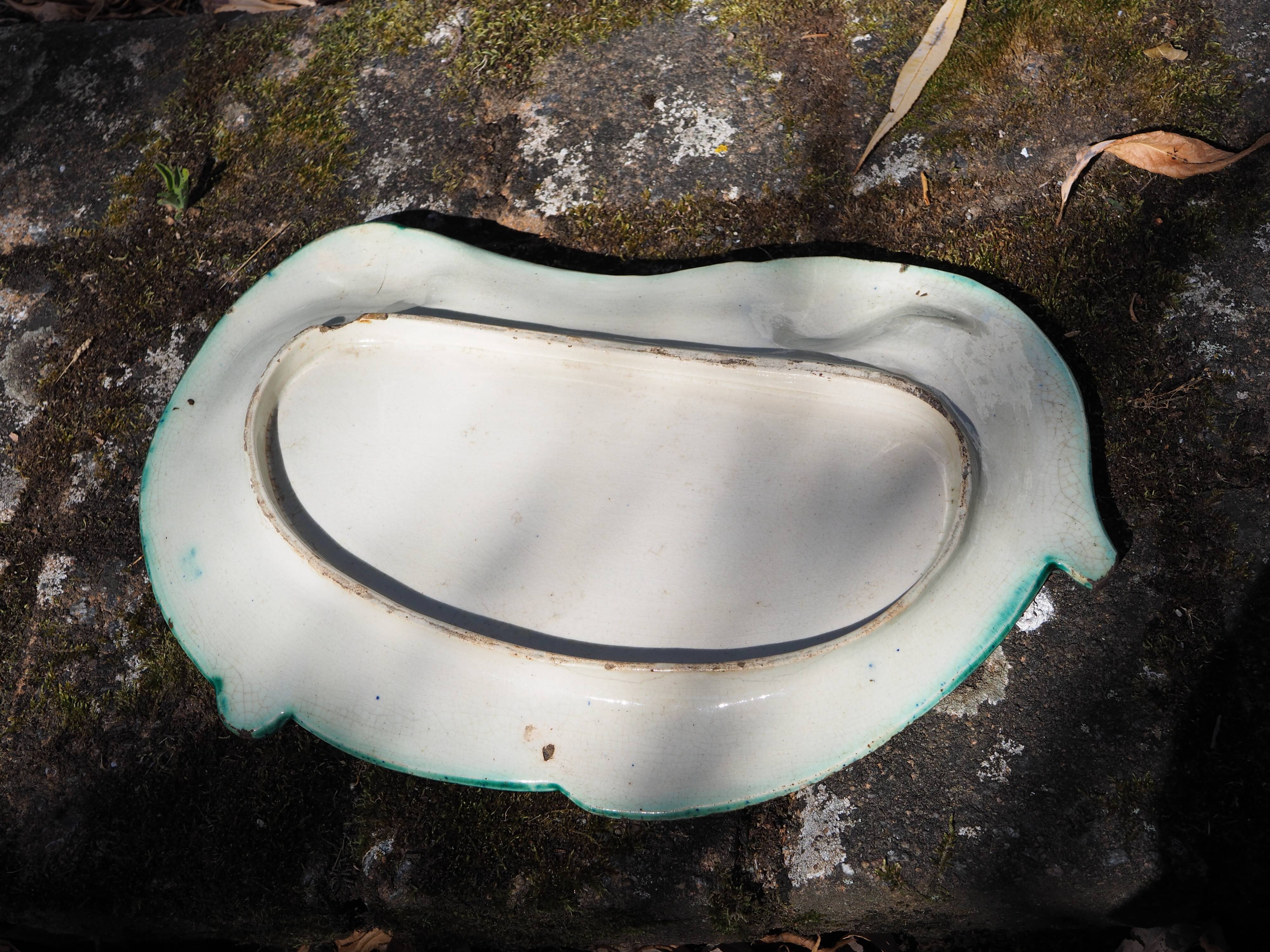 Turquoise and purple tray evoking an oyster - Art Nouveau - late 19th