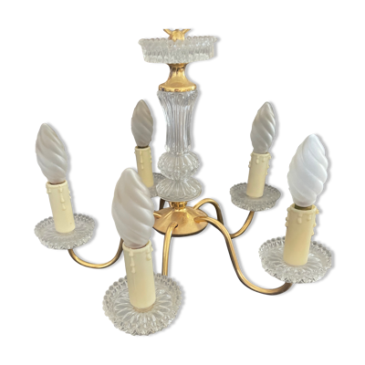 Lustre cinq branches doré laiton