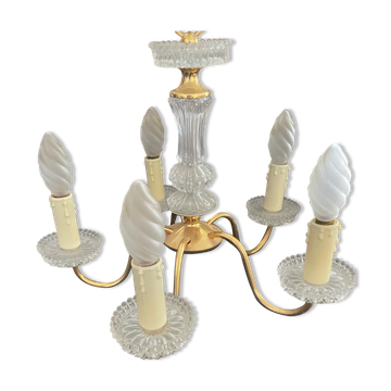Lustre cinq branches doré laiton