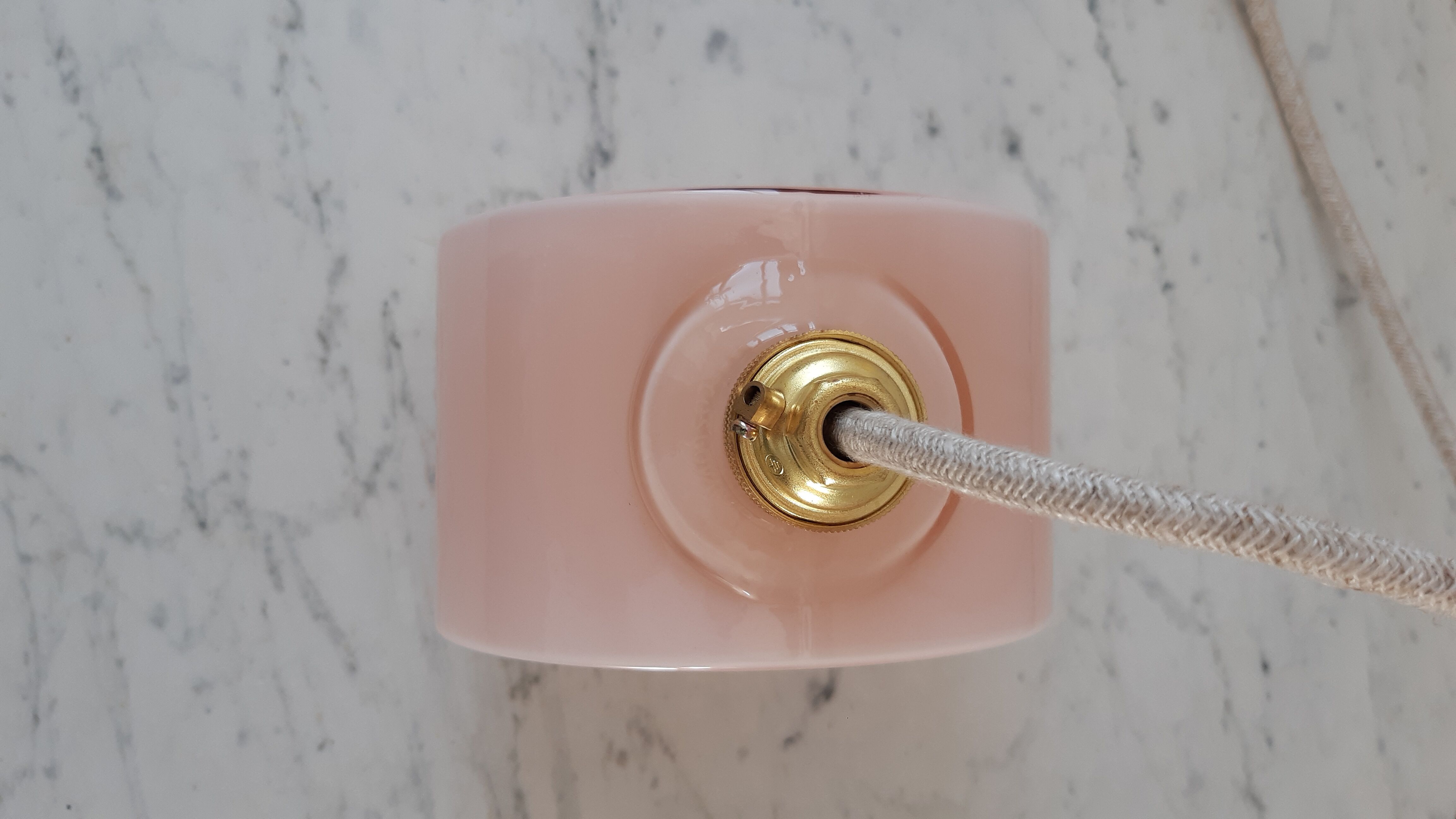 Suspension in powder pink opaline art deco 30s-40s