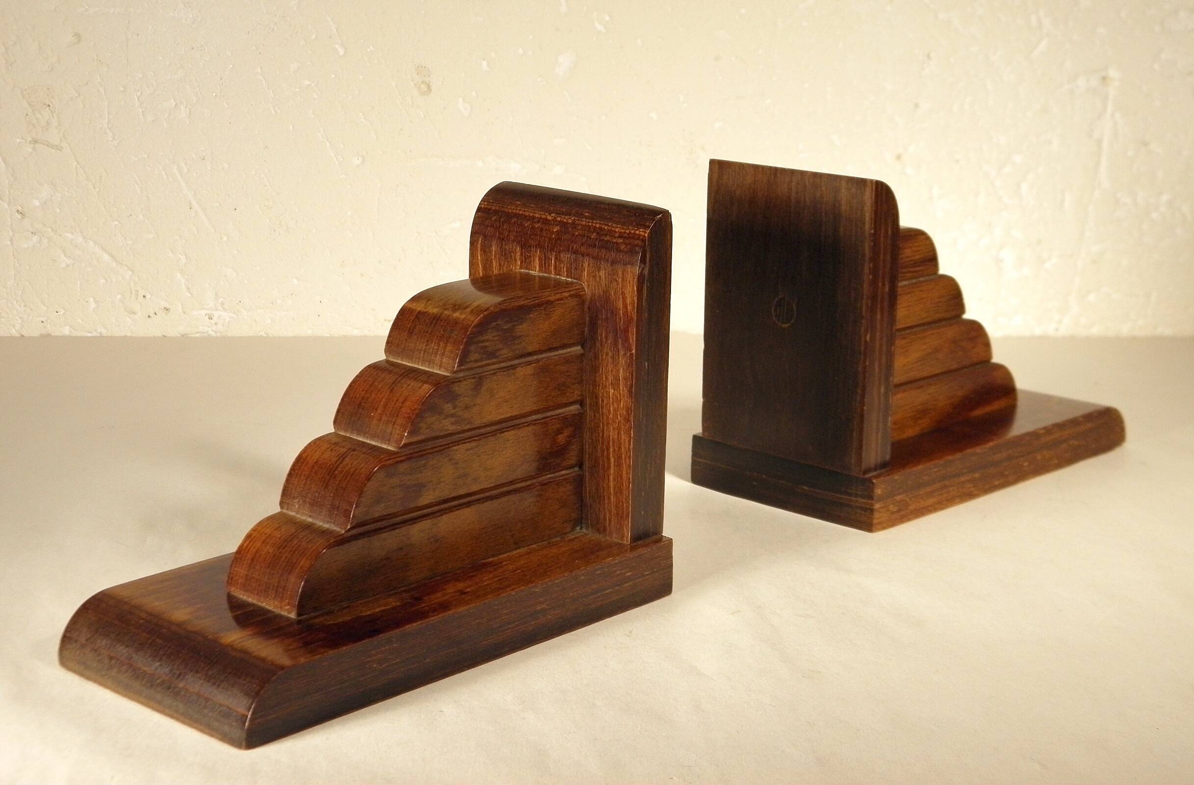 Art Deco bookend in exotic wood
