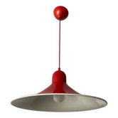 Space Age red metal saucer pendant light from the 70s-80s