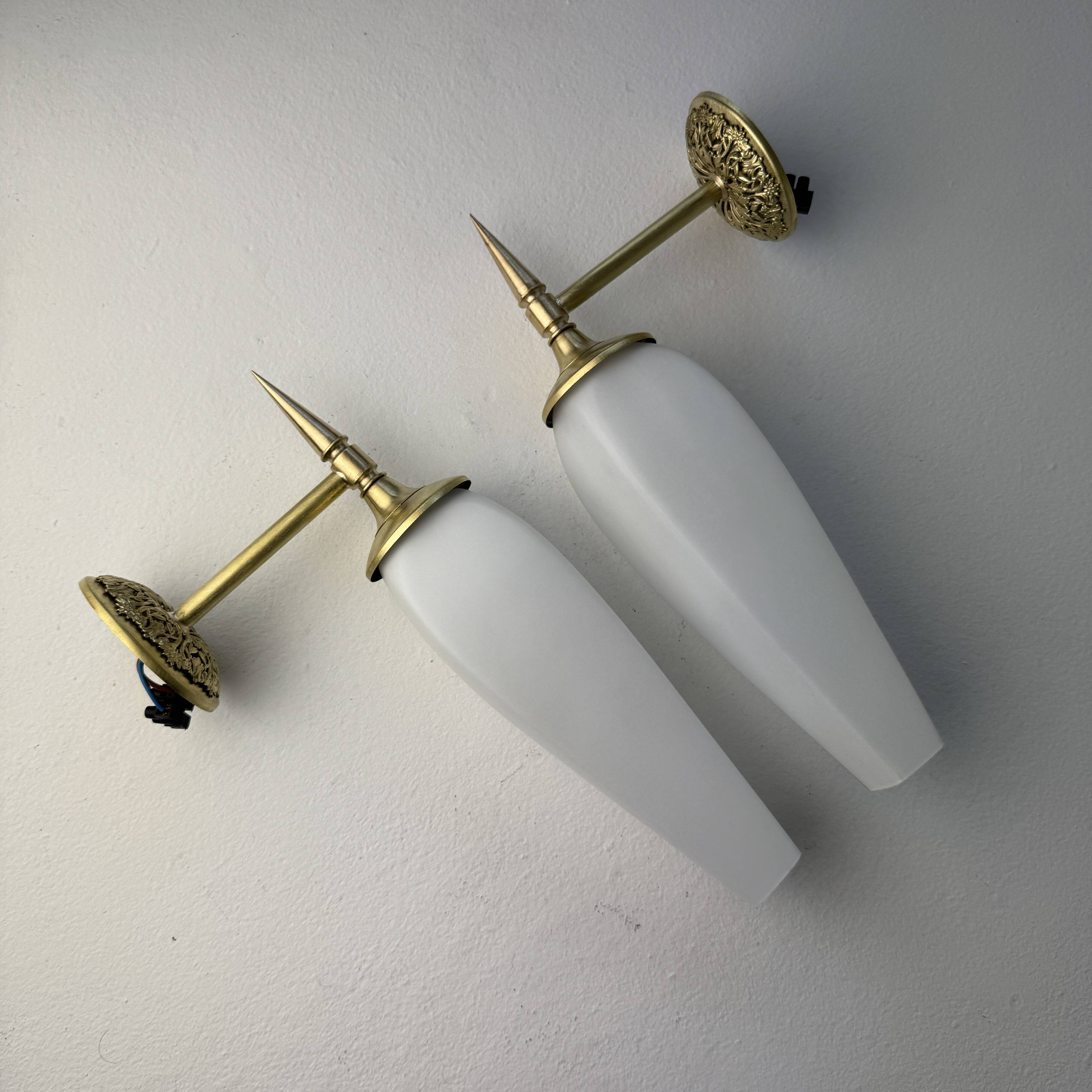 Pair of old vintage opaline wall lights