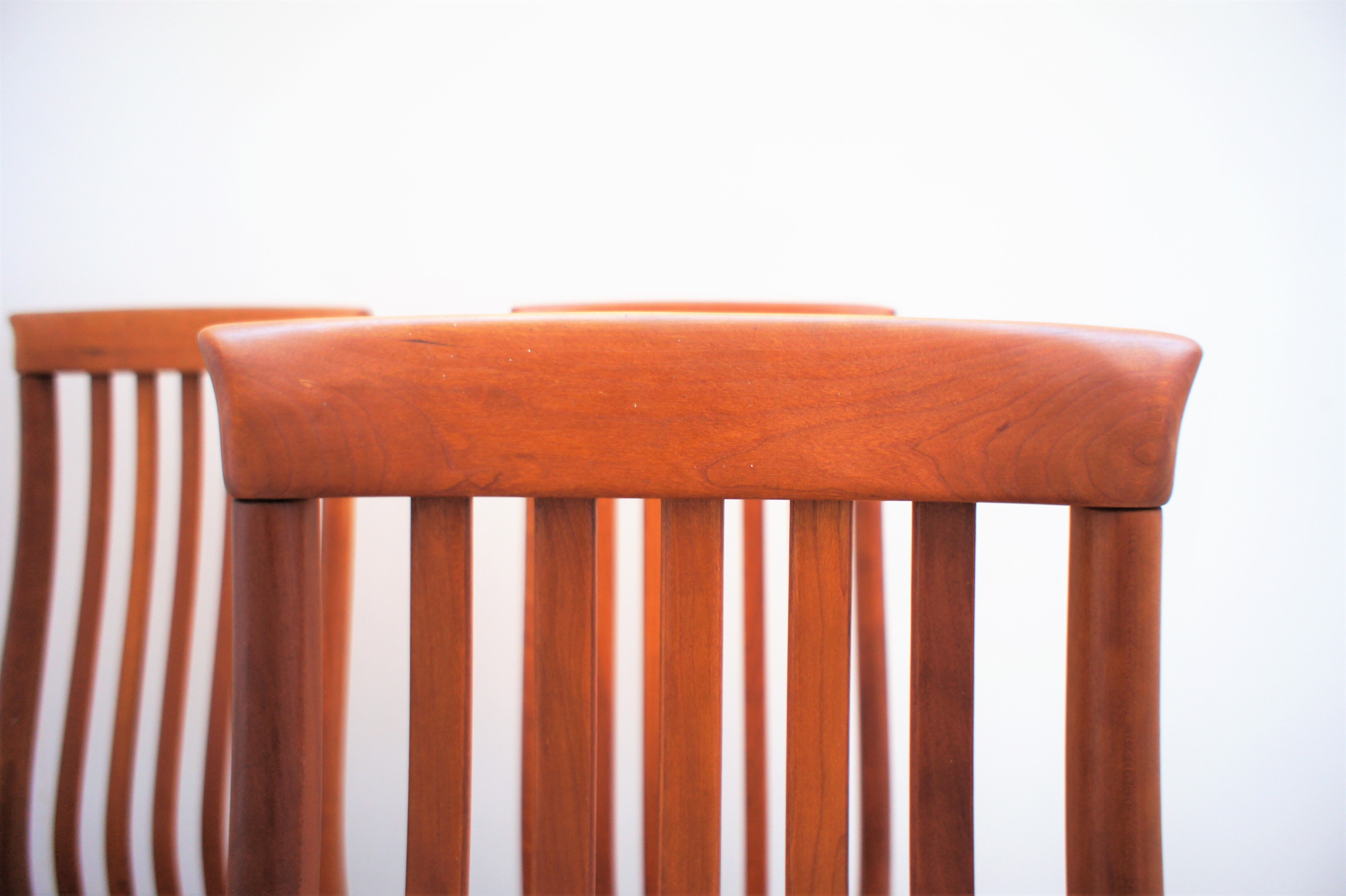 Series of six Scandinavian chairs in solid teak