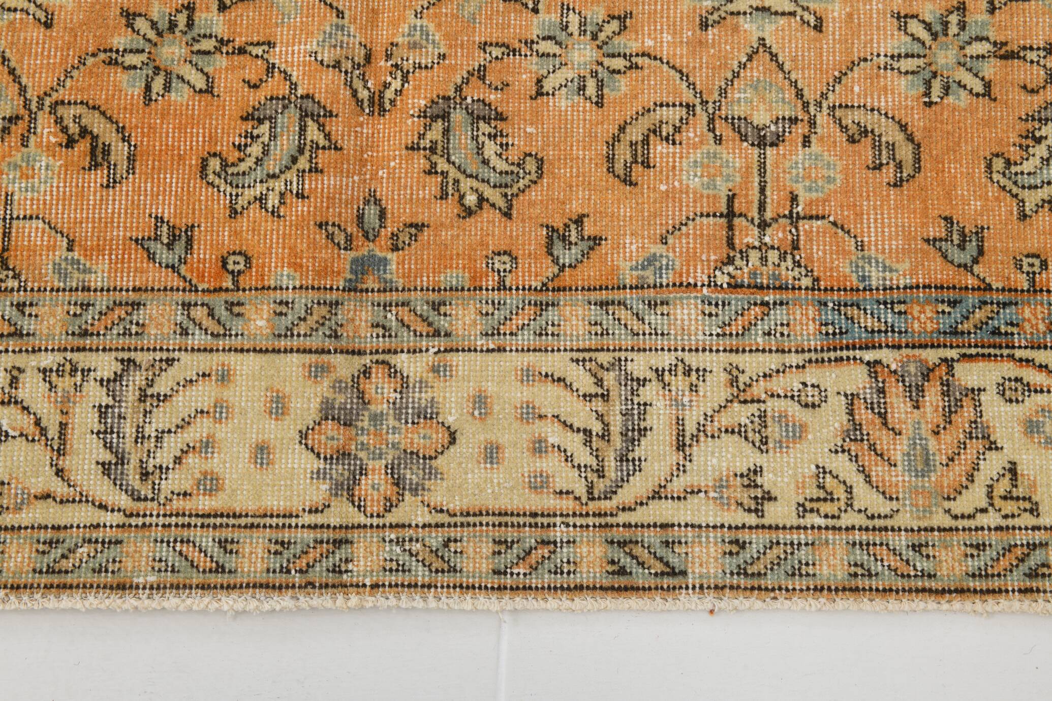 5x9 Vintage Orange Floral Turkish Area Rug, 160x271Cm