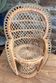 Miniature Peacock Chair Woven Rattan — Vintage Bohemian Plant Stand — 1970s