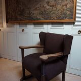 Mid-Century Brutalist Wing Armchair in the manner of Charles Dudouyt, 1950s