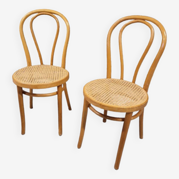 Set of thonet style cane chairs
