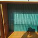 Small high sideboard - sideboard - wood - glass - vintage