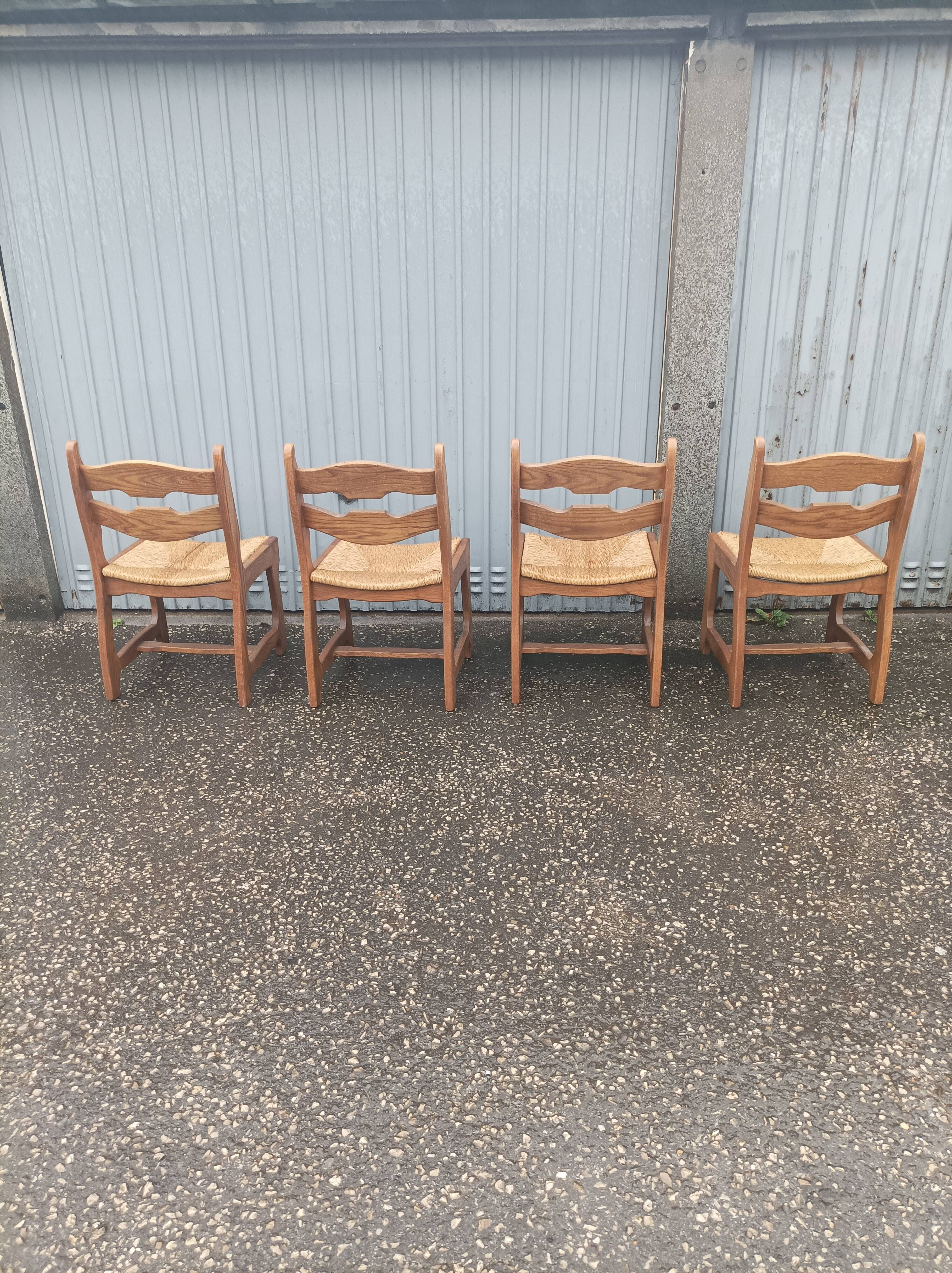 5 old mulched wooden chairs Guillerme and Chambron vintage