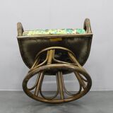 1980s Set of Four Rattan Armchairs with Fabric Pillows