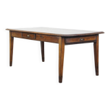 Table à manger ancienne en chêne français du début du XIXe siècle avec 2 tiroirs