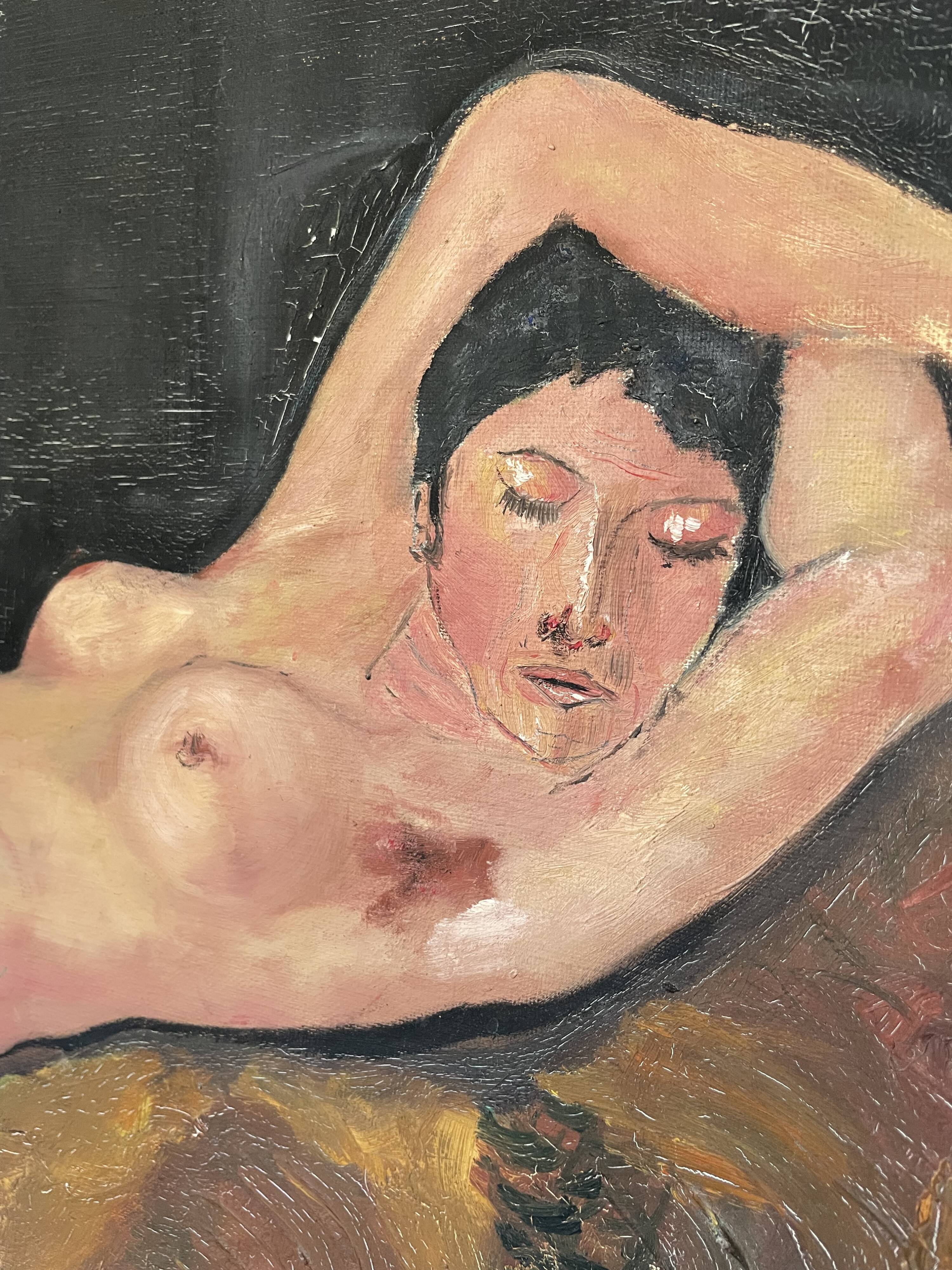 Oil on canvas, naked sleeping woman 1972