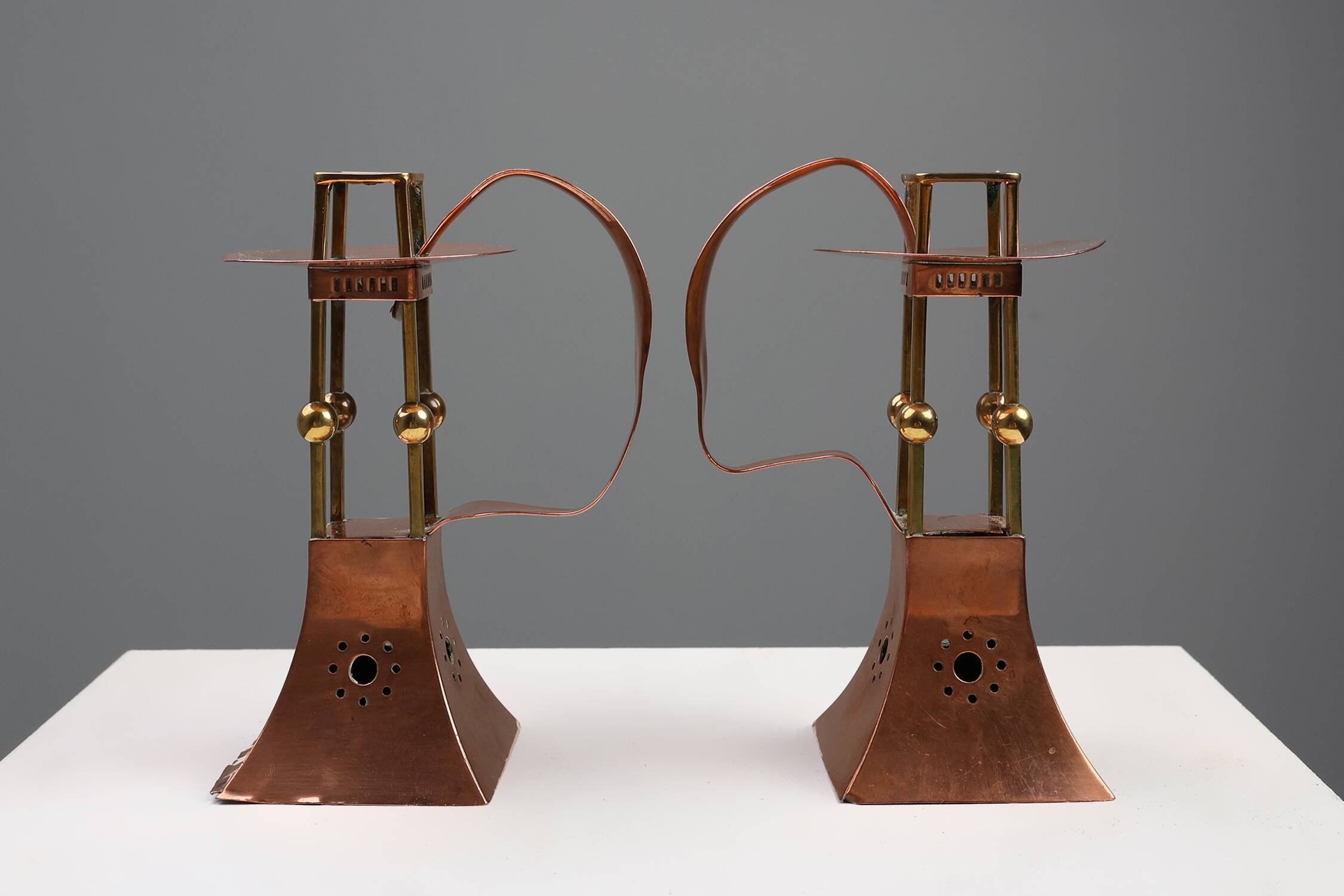 Pair of copper Table Candlesticks by Carl Deffner, Germany ca 1910