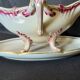 Antique sauce boat in fine earthenware from Sarreguemines, France, neo style.