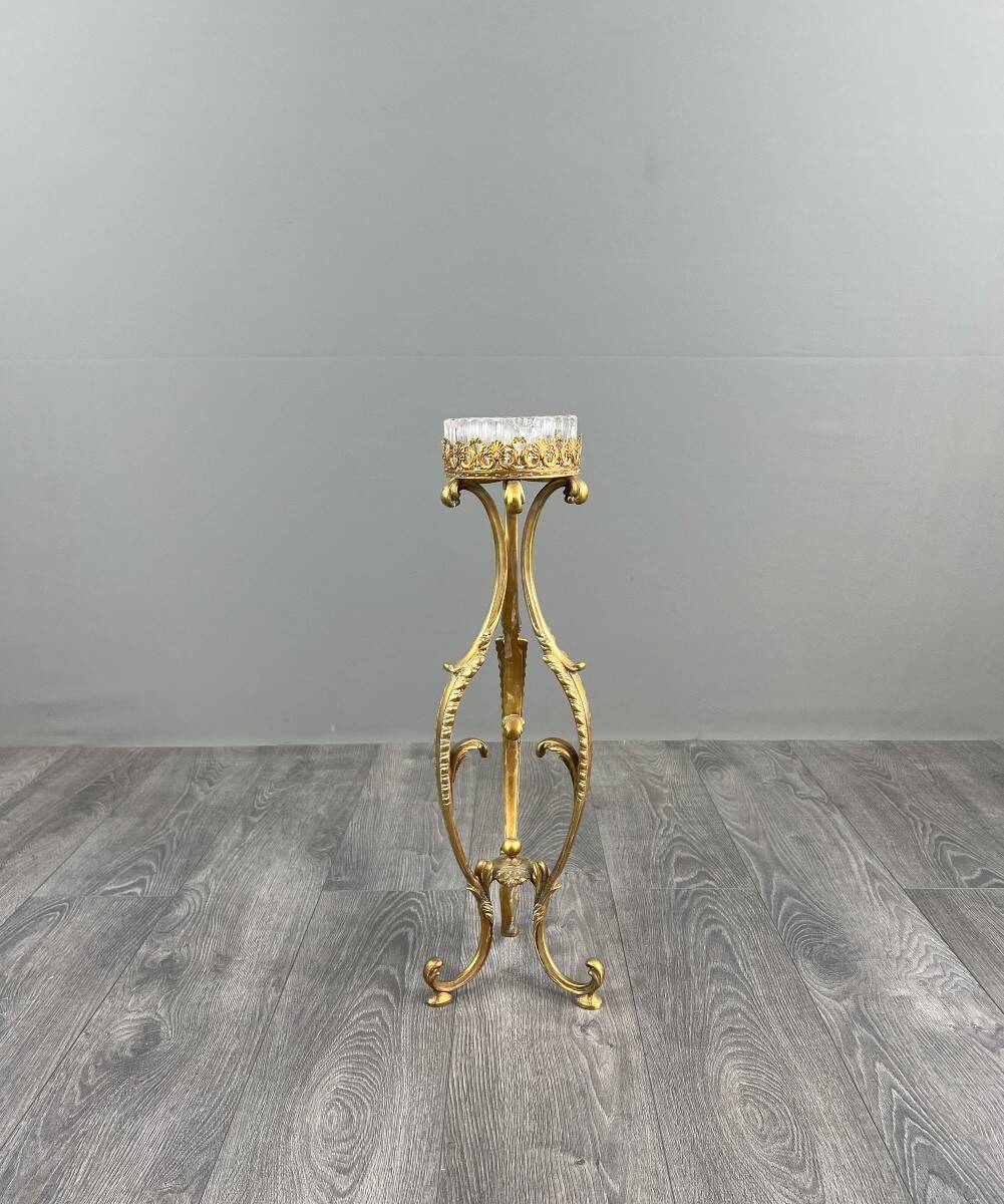 Bronze-gilt and crystal standing ashtray, 20th century