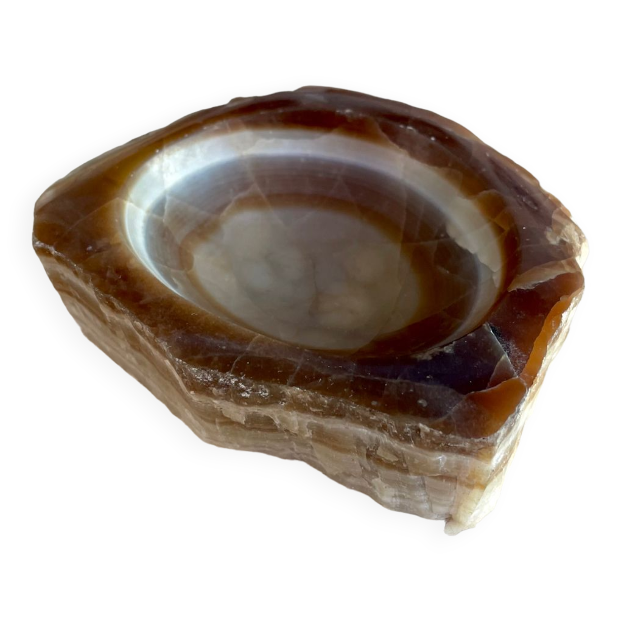 Brutalist vintage onyx marble ashtray