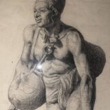 Orientalist charcoal drawing of the early twentieth century