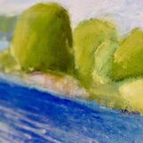 Original Swedish oil on canvas from the mid-century "Coast" vintage and framed.