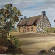 Breton house and calvary tableau