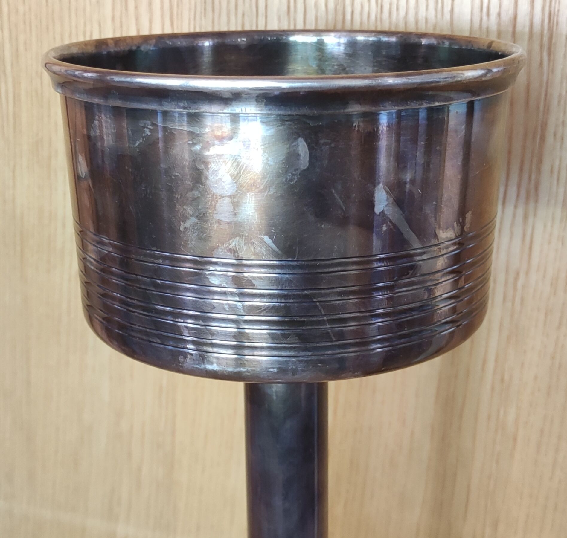 Old silver metal champagne bucket
