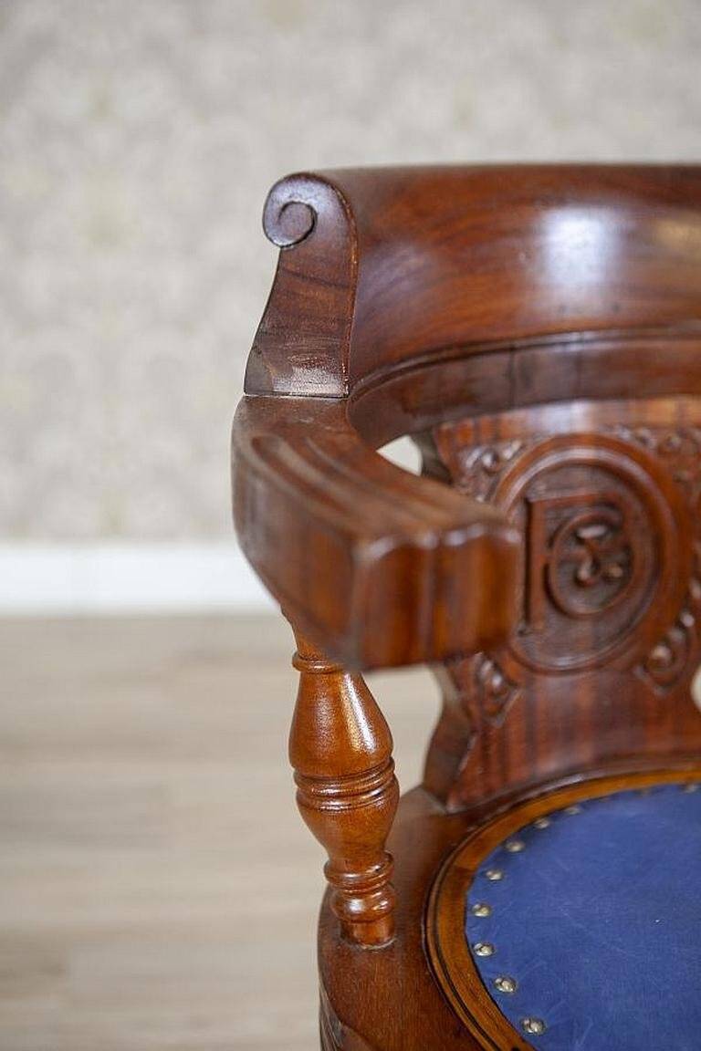 Early-20th Century Wooden Captain Armchair with Soft Seat, 1930s